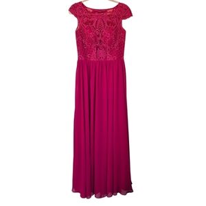 JJ's House Raspberry Pink Lace Top Evening Gown Bridesmaid Wedding Formal